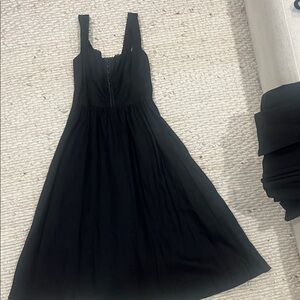 Reformation Black Lace-Trim Midi Dress